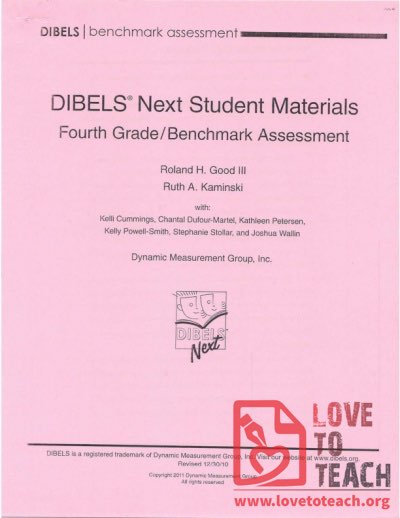 DIBELS Next Student Materials - Fourth Grade