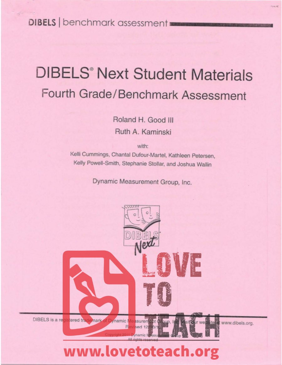 DIBELS Next Student Materials - Fourth Grade