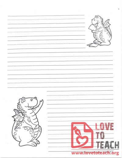 Lined Writing Paper Dinosaur