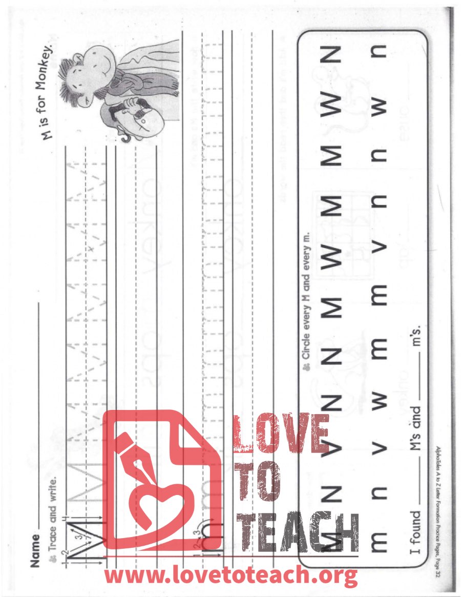 M - Letter Formation Practice Pages