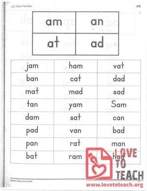 CVC Word Families: am, an, at, ad