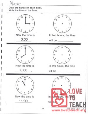 Telling Time - Two Hours Later