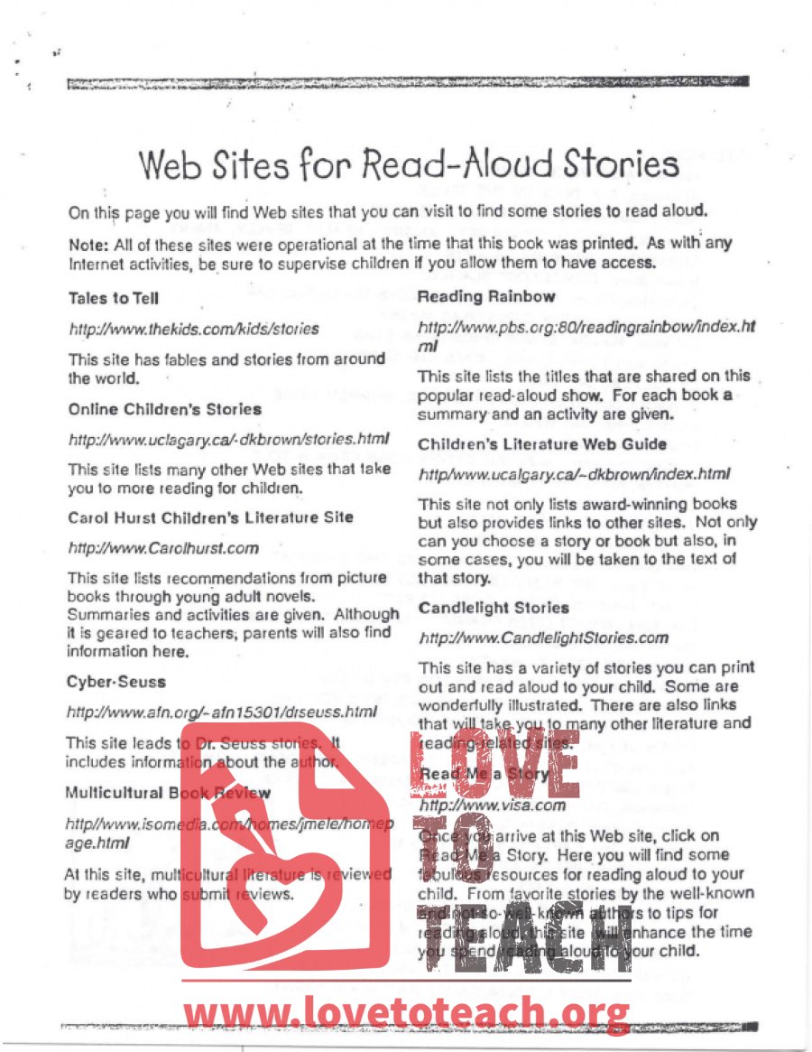 Web Sites for Read-Aloud Stories