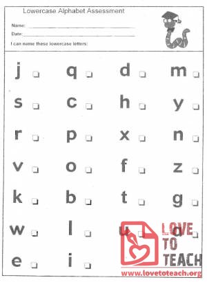 Lowercase Alphabet Assessment