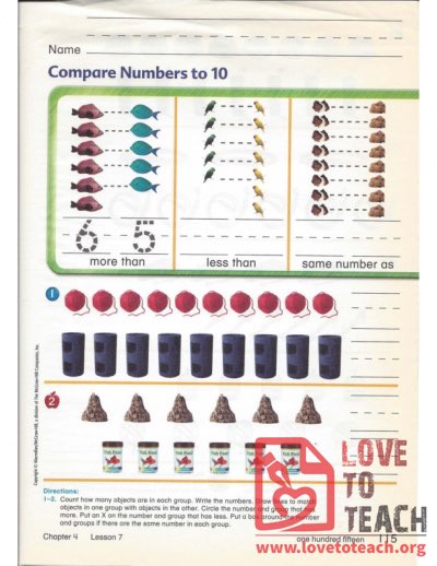 Comparing Numbers to Ten