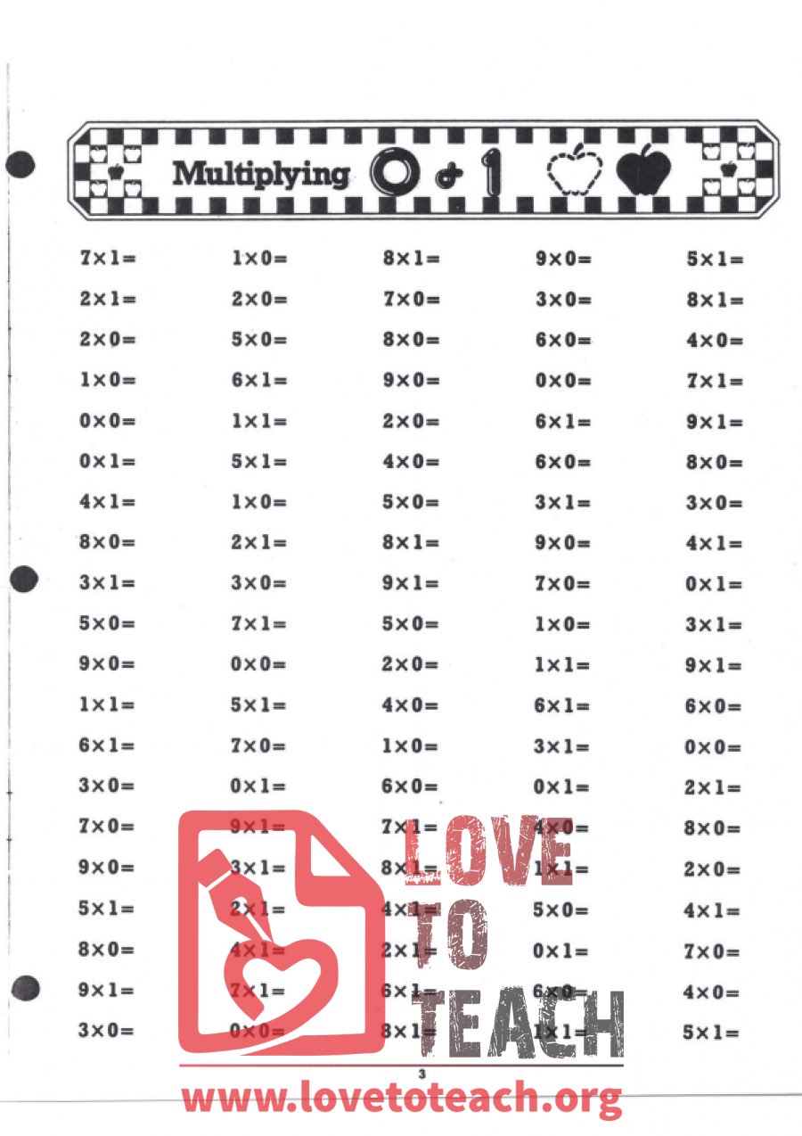 Multiplication Worksheets (0-10)