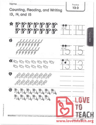 Counting, Reading, and Writing - 13, 14, 15