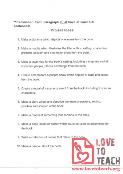 Book Report - Project Ideas