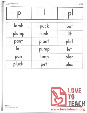 Beginning Blends - p, l, pl