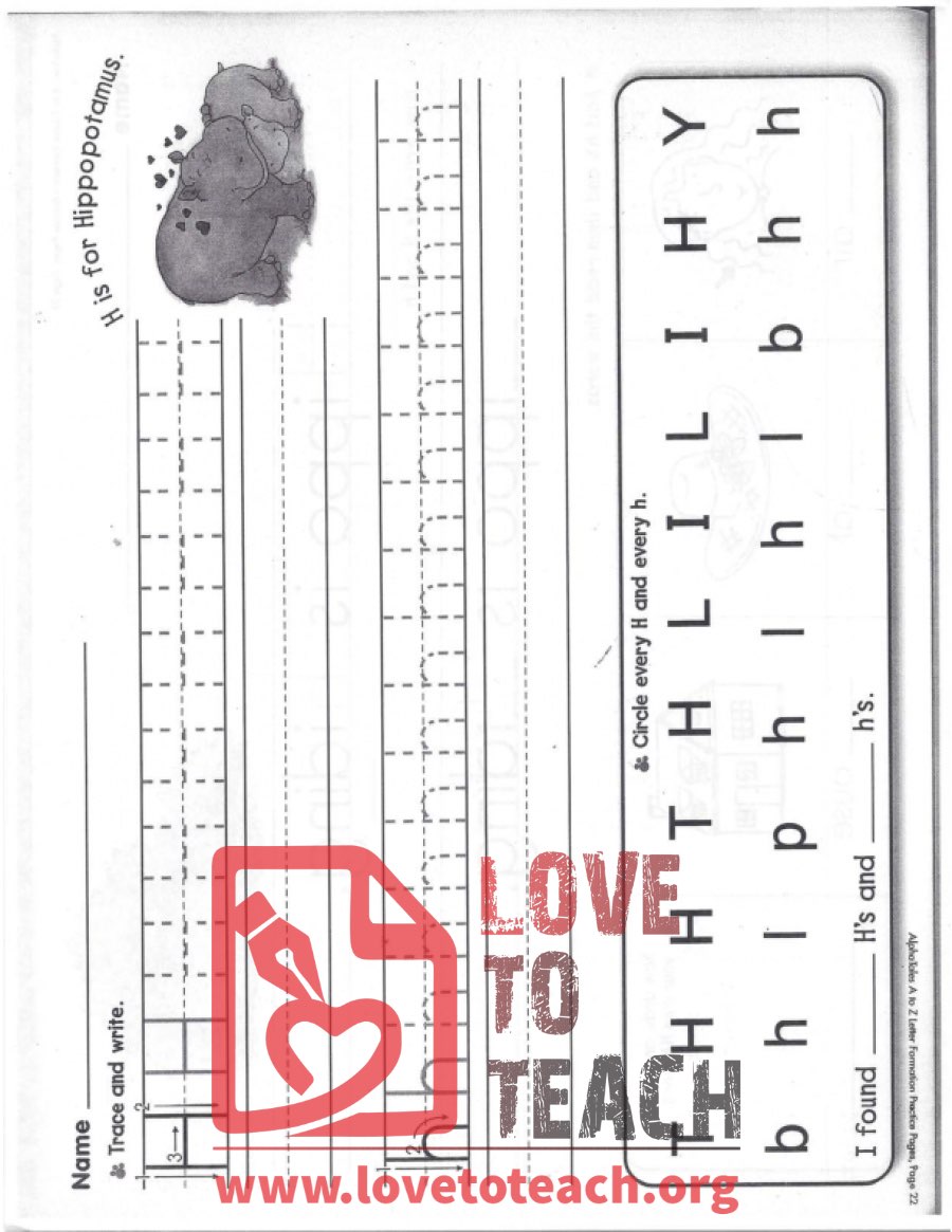 H - Letter Formation Practice Pages