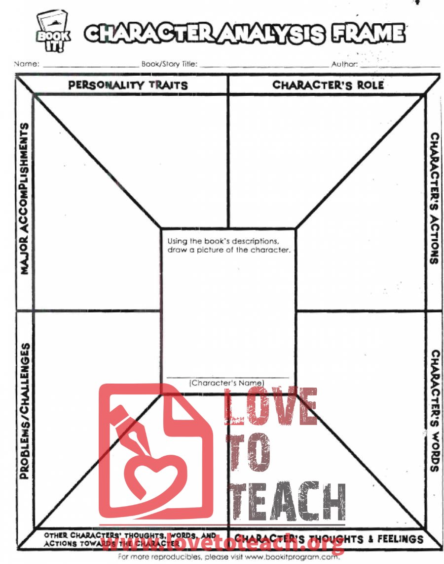 Character Analysis Worksheet  LoveToTeach.org Pertaining To Character Traits Worksheet Pdf
