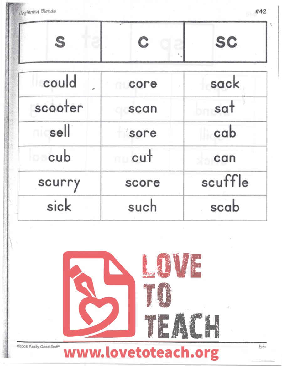 Beginning Blends - s, c, sc