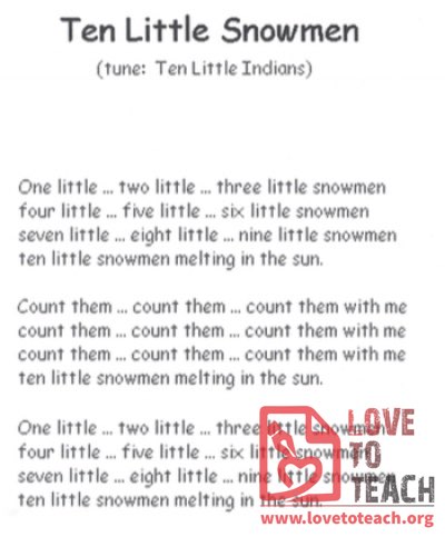 Ten Little Snowmen song