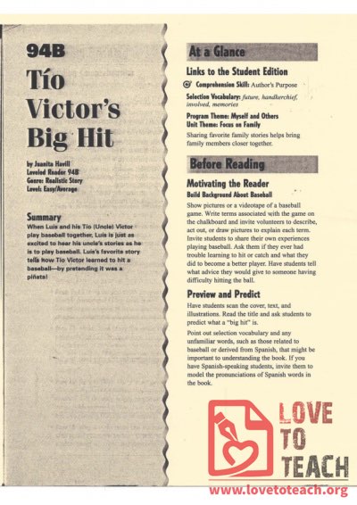 Tío Victor&#039;s Big Hit - Reading Guide