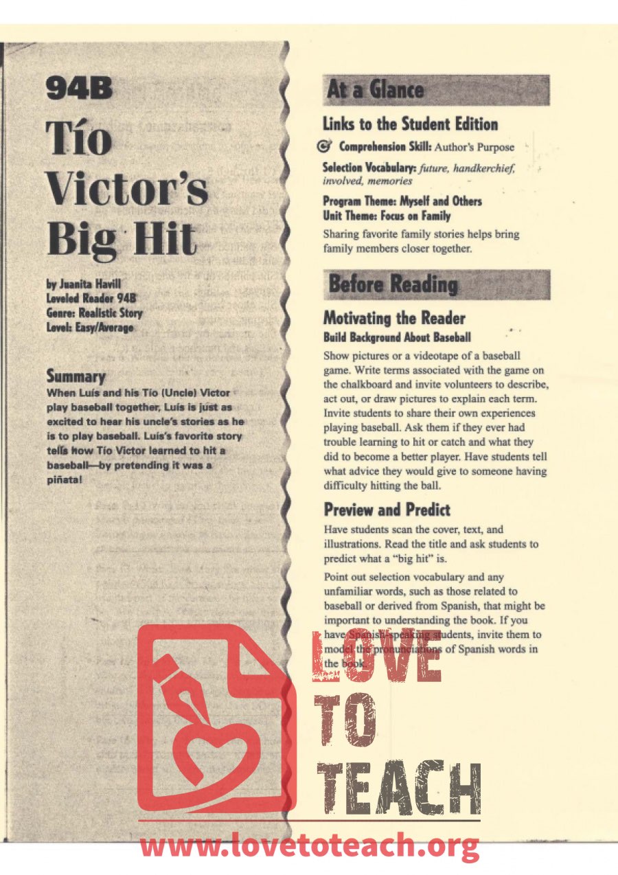 Tío Victor&#039;s Big Hit - Reading Guide