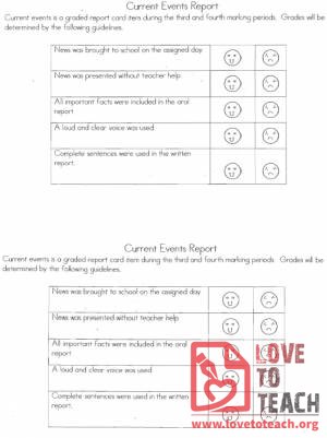 Current Event Oral Report Rubric