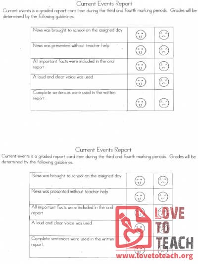 Current Event Oral Report Rubric