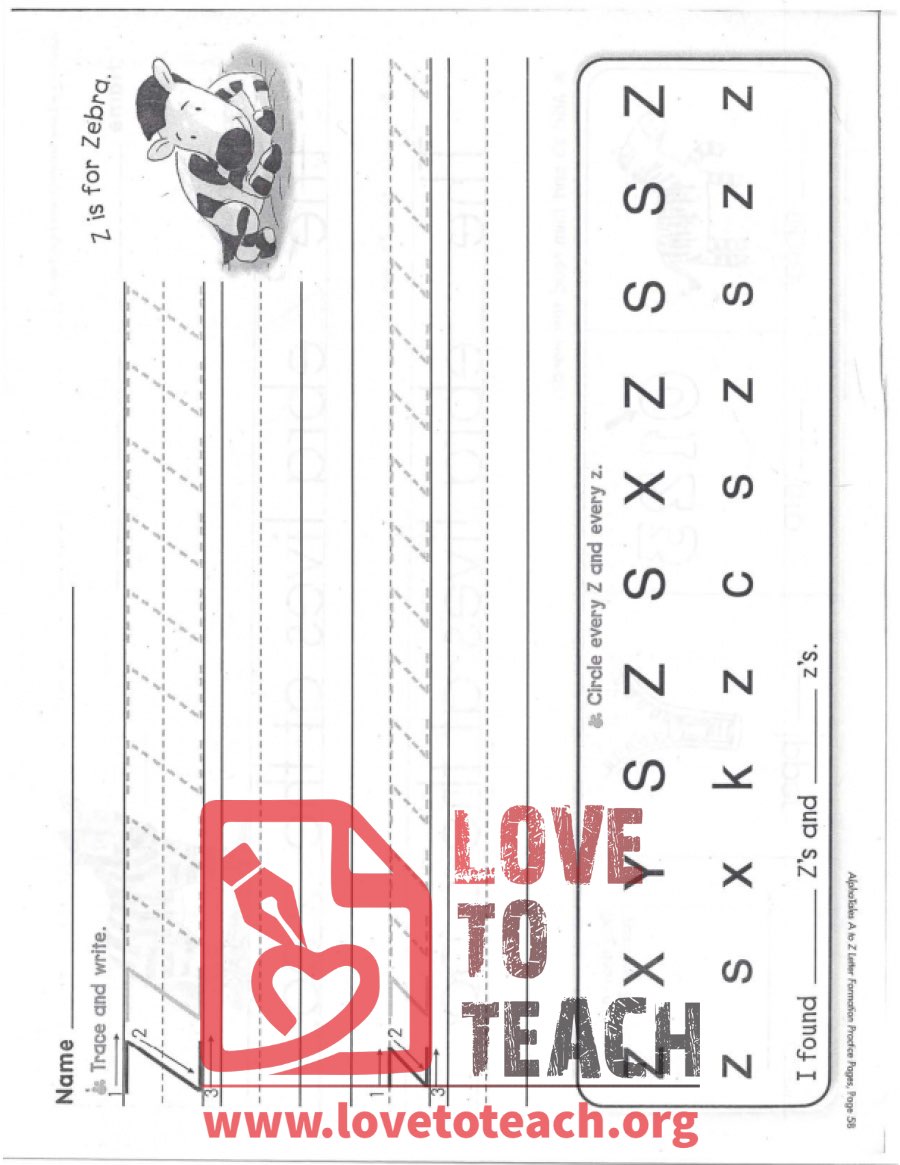 Z - Letter Formation Practice Pages