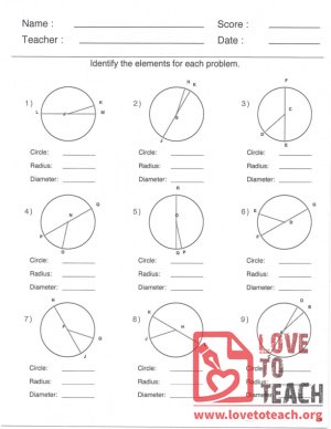 Circle, Radius, and Diameter - With Answers