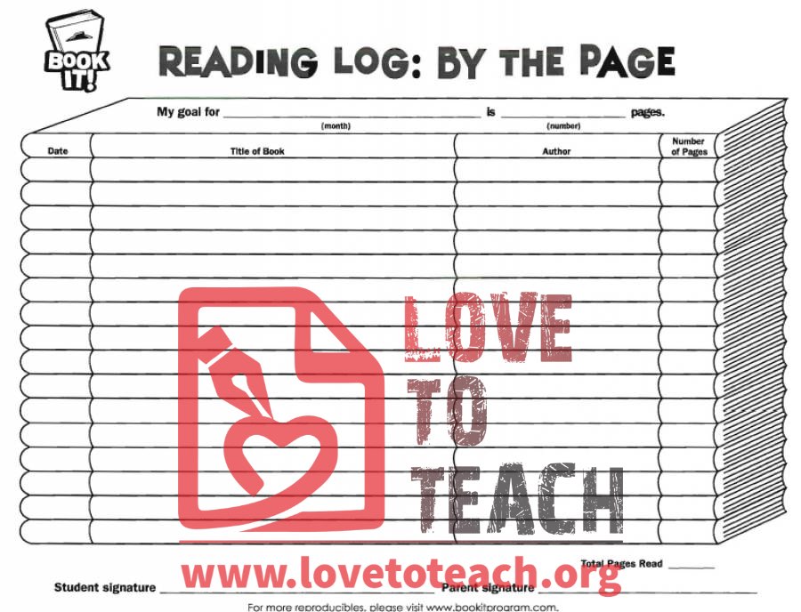 Book It Reading Log: By the Page