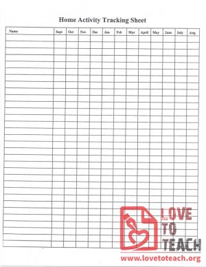 Home Activity Tracking Sheet