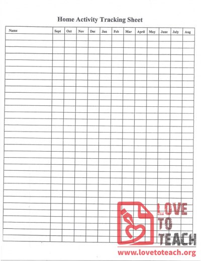 Home Activity Tracking Sheet