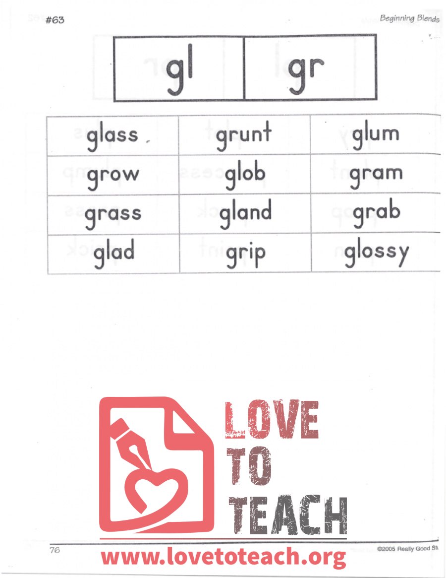 Beginning Blends - gl, gr