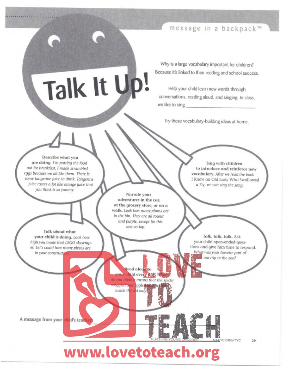 Talk it Up! Quick Sheet