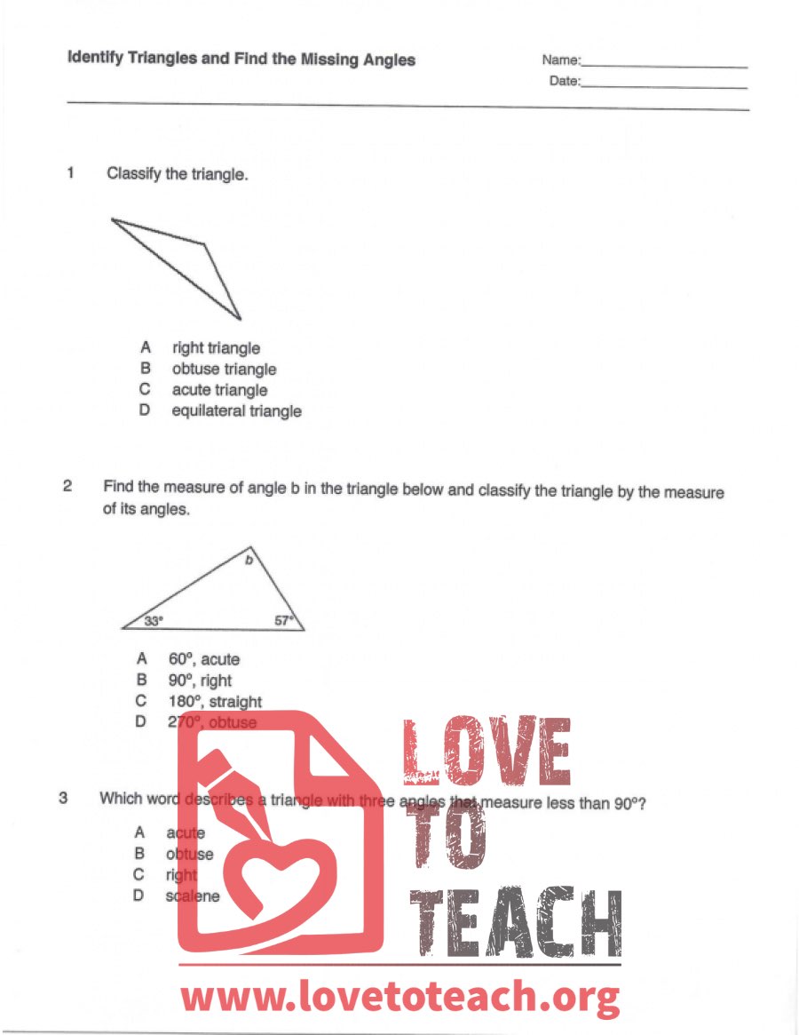 Identify Triangles and Find the Missing Angles