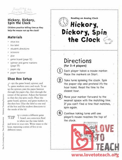 Hickory Dickory Spin the Clock Game