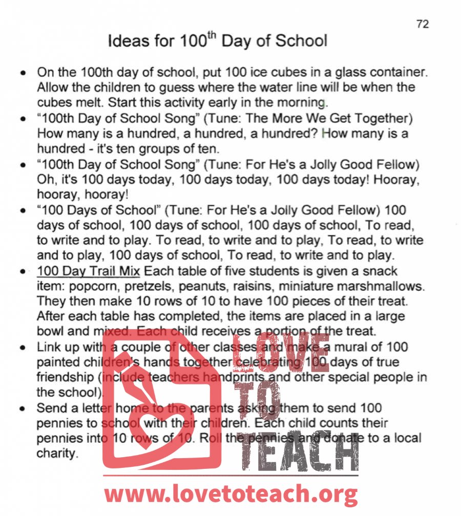 100th Day of School Ideas