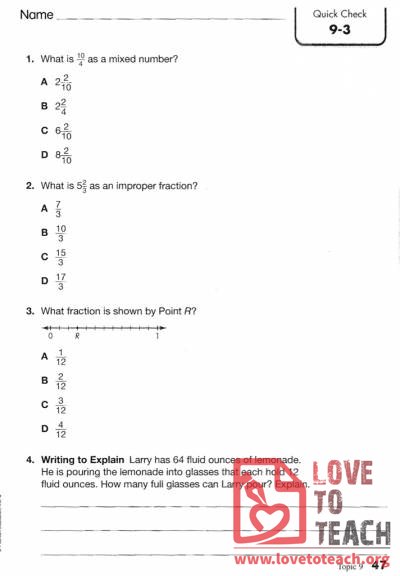 Quick Check - Fractions