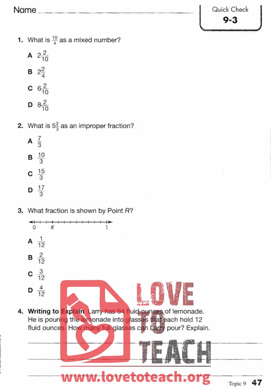 Quick Check - Fractions