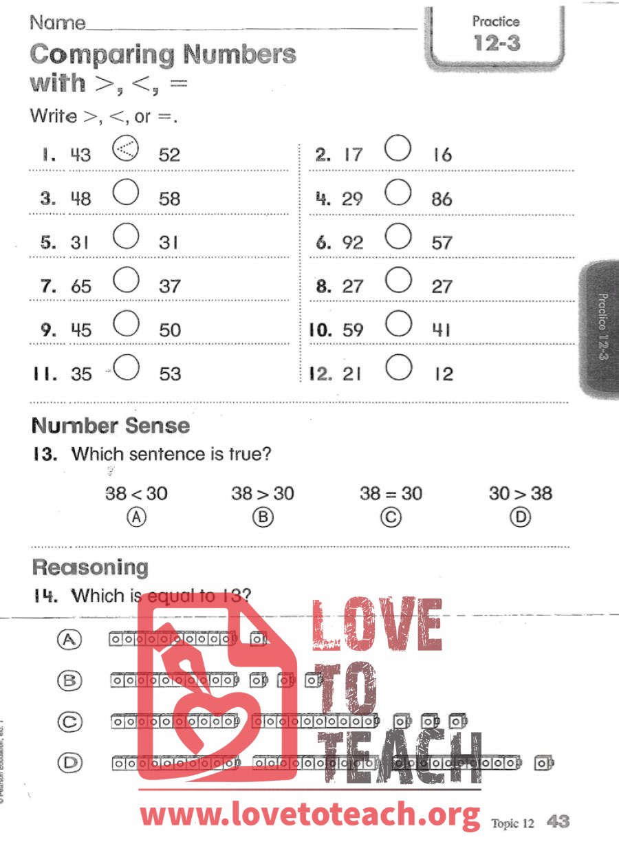 Comparing Numbers - Practice