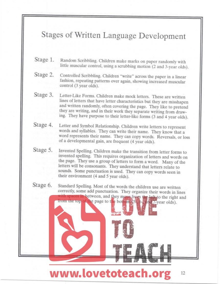 Stages Of Written Language Development Lovetoteach Org Learn with flashcards, games and more — for free. stages of written language development