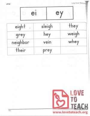 Long Vowel Patterns - ei, ey