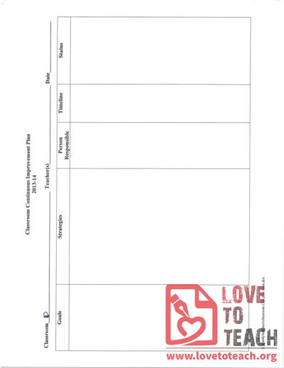 Classroom Continuous Improvement Plan