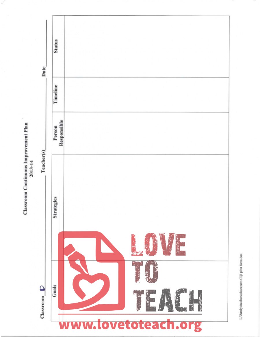 Classroom Continuous Improvement Plan