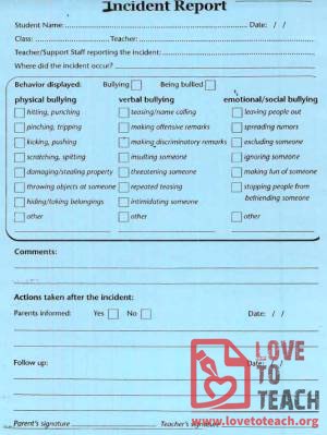 Bullying Incident Report Form