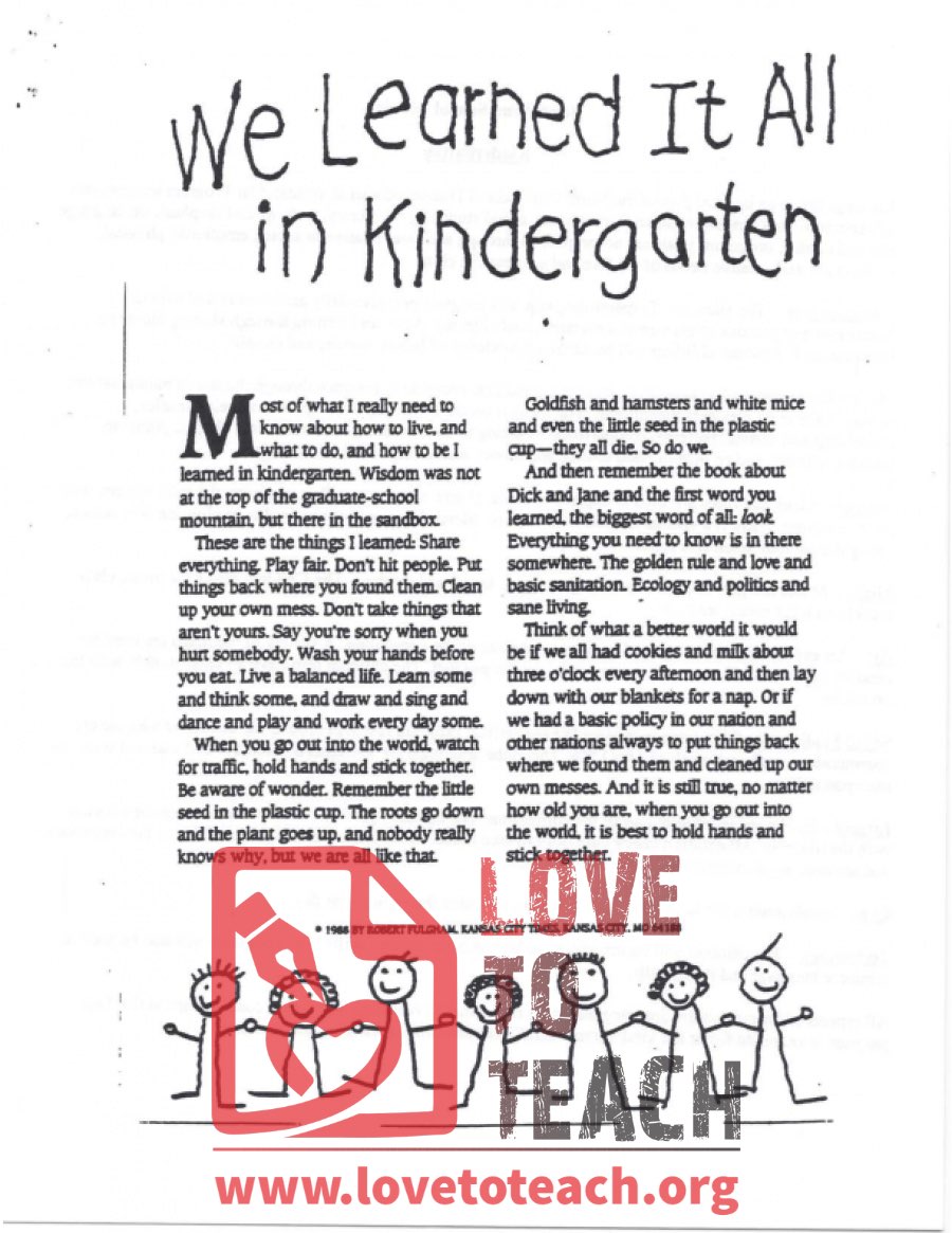 We Learned It All In Kindergarten