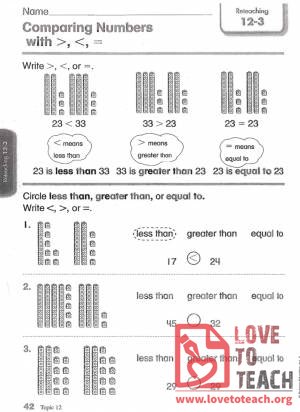 Comparing Numbers - Reteaching