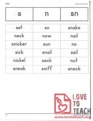 Beginning Blends - s, n, sn