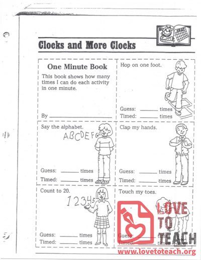Clocks and More Clocks: One minute book