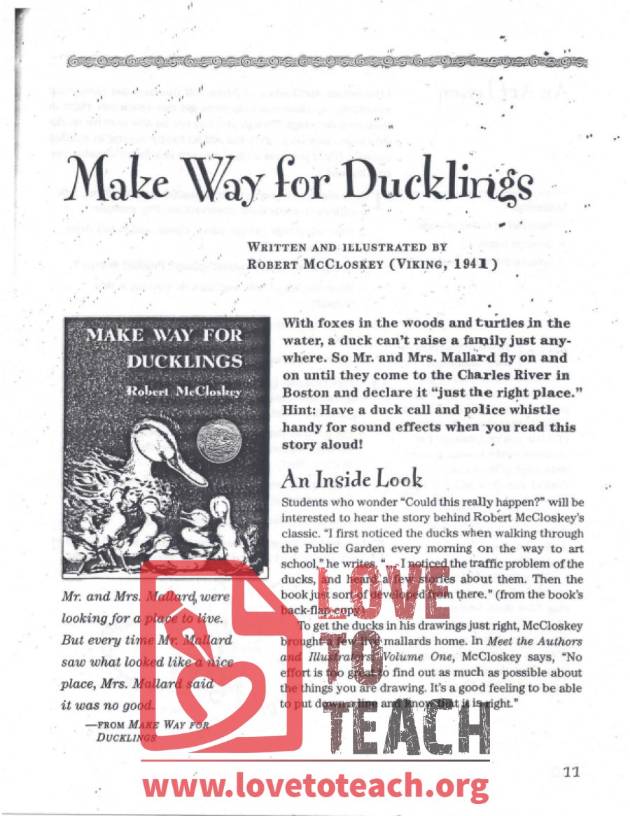Make Way for Ducklings - Teacher&#039;s Guide