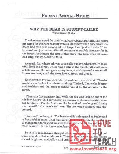 Forest Animal Story - Why the Bear is Stumpy-Tailed