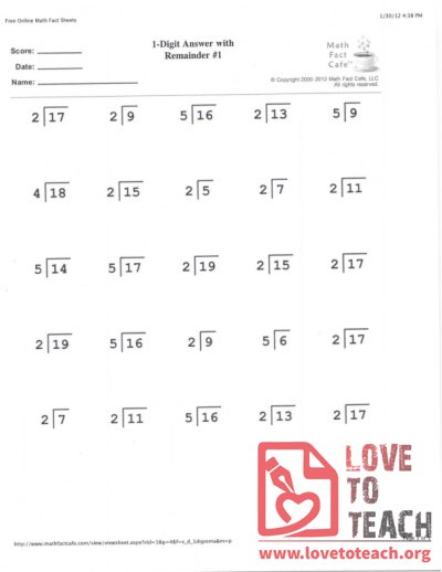 1-Digit Division with Remainder