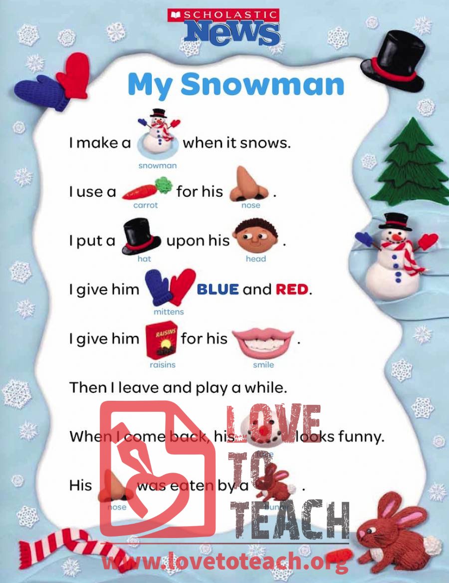 Snowman Rebus Poem