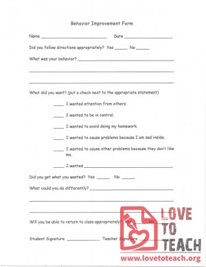 Behavior Improvement Form