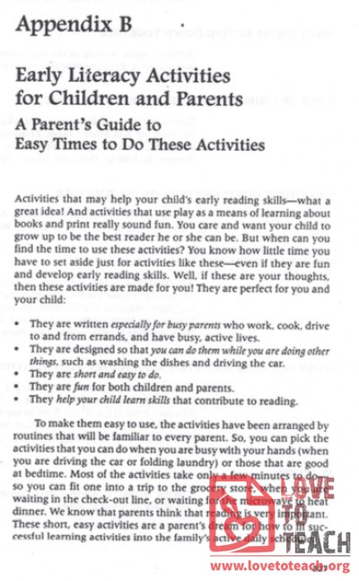 Early Literacy Activities for Children and Parents