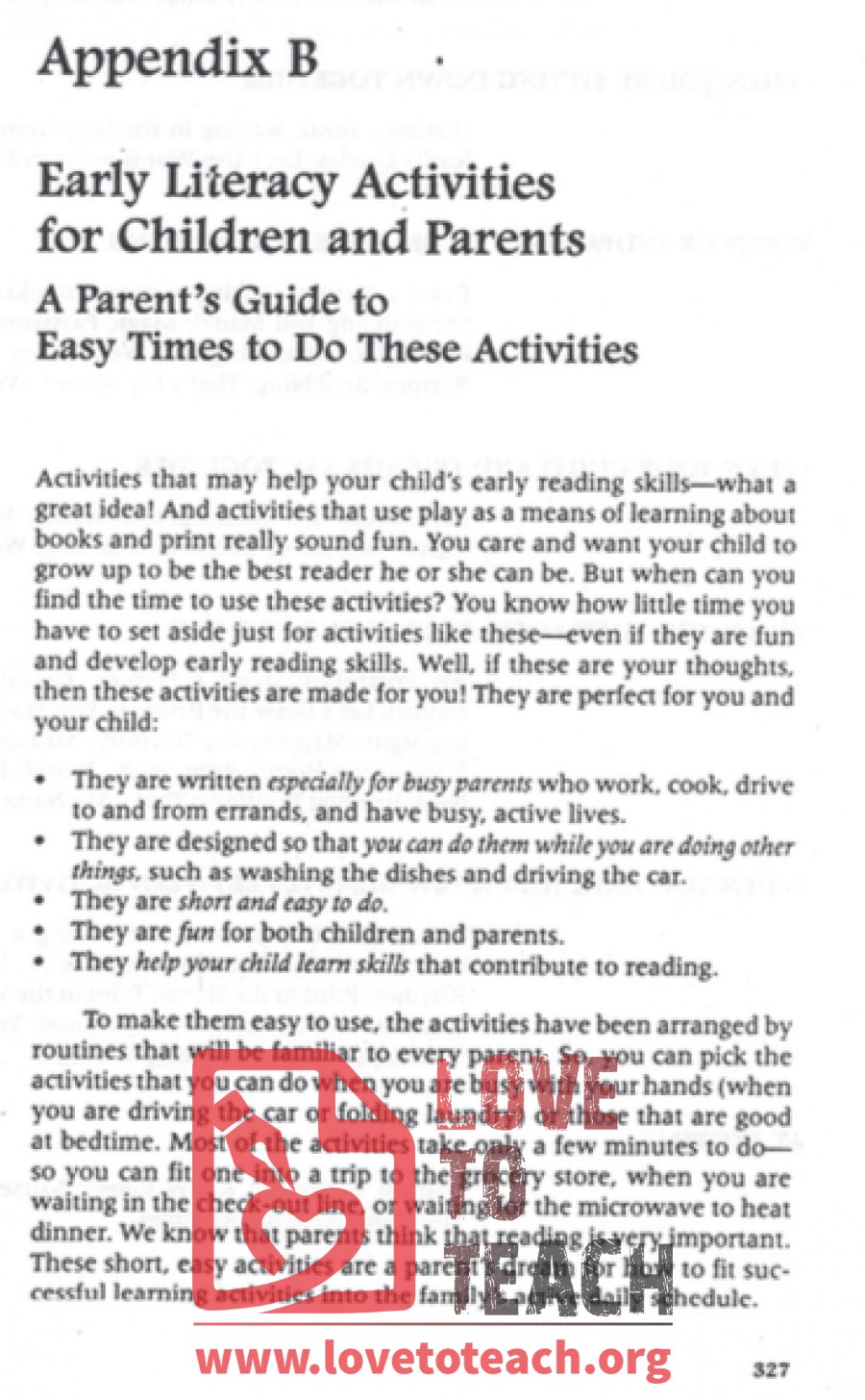 Early Literacy Activities for Children and Parents